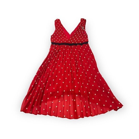 NWT MAJE Relina Flower-Embroidered Pleated Mini Dress in Red, Size 38FR - Picture 9 of 16